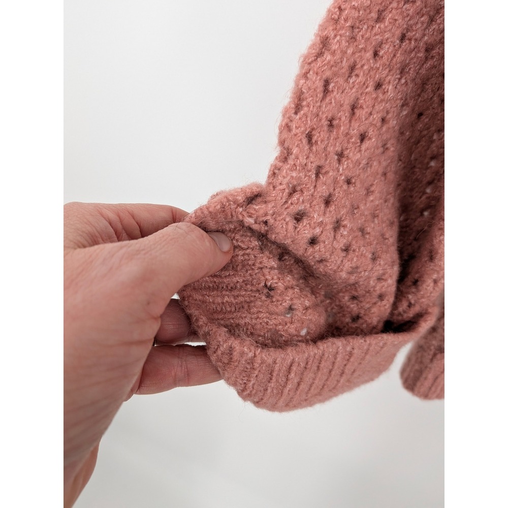 Democracy Crochet Open Knit Sweater Womens Medium Pink Mauve Soft Boho‎ Spring - Picture 2 of 8